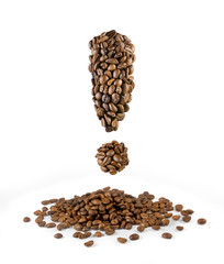 isolated image of coffee beans in the form of a exclamation mark