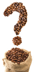isolated image of coffee beans in the form of a question