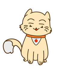 Funny happy red cat.