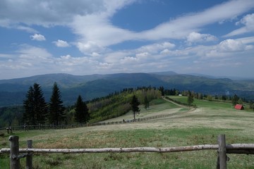 Polska, Beskid Żywiecki  - niebieski szlak, punkt widokowy Prusów