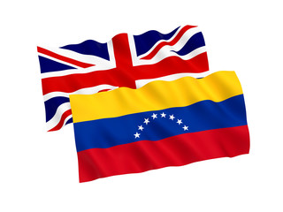 Flags of Venezuela and Great Britain on a white background