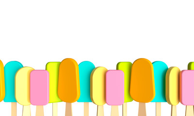 Summer poster colorful ice cream. 3d rendering