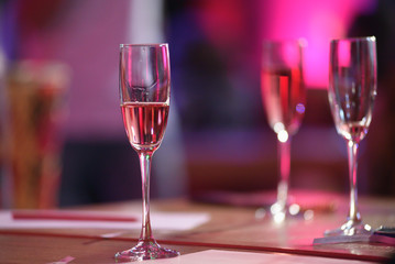 Pink champagne glass.
