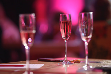 Pink champagne glass.