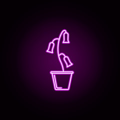 bluebell in pot neon icon. Elements of flower set. Simple icon for websites, web design, mobile app, info graphics