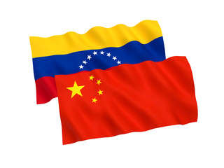 Flags of Venezuela and China on a white background