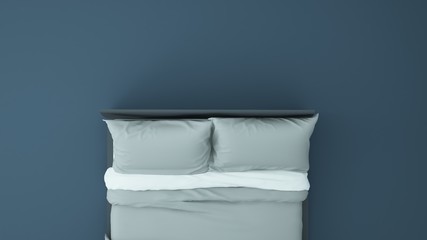 Bed art work concept Pastel color background -3D rendering - Illustration