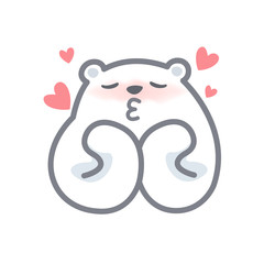 white bear cartoon character cute isolated on white background, beautiful teddy bear cartoon characters cute, clip art bear lovely and funny, clipart white teddy bear mascot cartoon