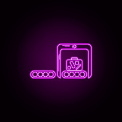 Baggage inspection neon icon. Elements of airport set. Simple icon for websites, web design, mobile app, info graphics