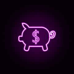 piggy bank neon icon. Elements of bank set. Simple icon for websites, web design, mobile app, info graphics