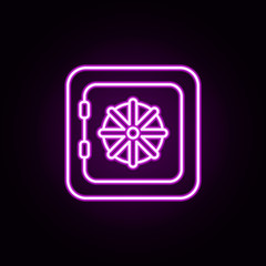 safe neon icon. Elements of bank set. Simple icon for websites, web design, mobile app, info graphics