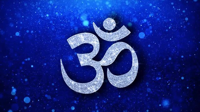 Om or Aum Shiva Element Icon Symbol Abstract Blinking Sparkle Glitter Particle Looped Background. Gift, card, Events, Message, Holiday.