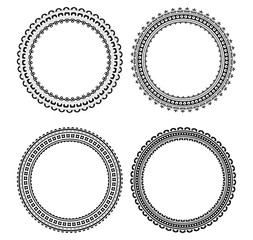 Set of 4 decorative black round frames for your design.