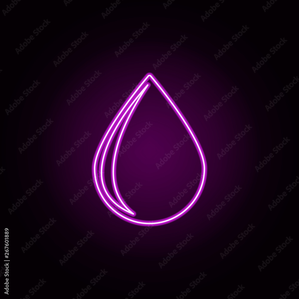 Poster water drop neon icon. elements of fireman set. simple icon for websites, web design, mobile app, inf
