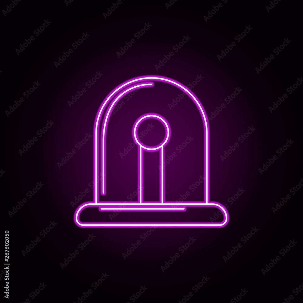 Poster fire flasher neon icon. elements of fireman set. simple icon for websites, web design, mobile app, i