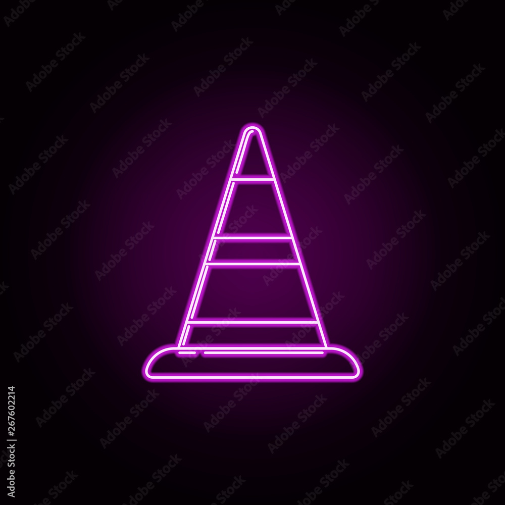Poster road cone neon icon. elements of fireman set. simple icon for websites, web design, mobile app, info
