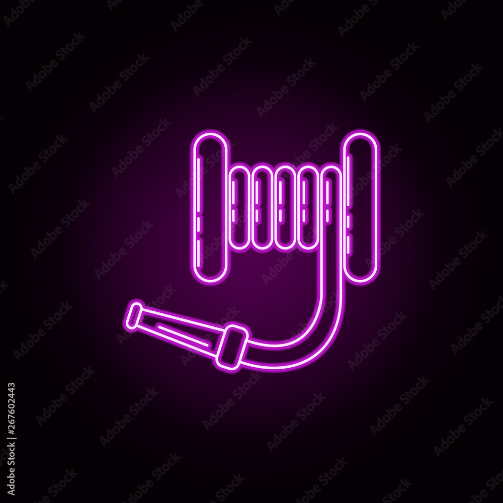 Poster fire hose neon icon. elements of fireman set. simple icon for websites, web design, mobile app, info