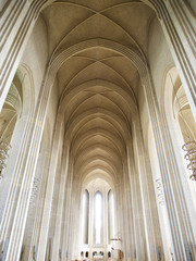 Fototapeta premium Grundtvig's church in Copenhagen, Denmark.The rare example of expressionist church architecture. Stunning interior designed by Peder Vilhelm Jensen-Klint