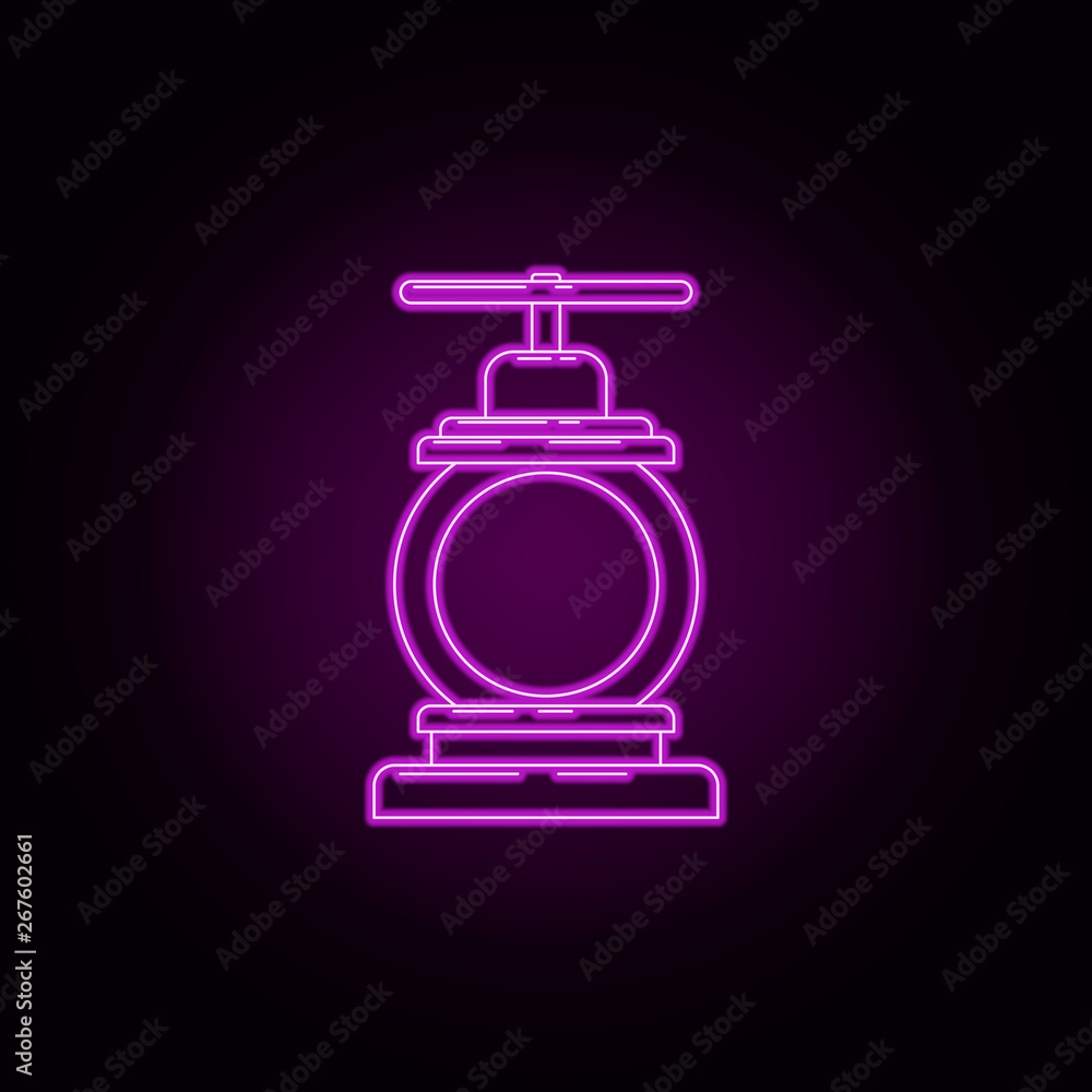 Poster fire clamp neon icon. elements of fireman set. simple icon for websites, web design, mobile app, inf
