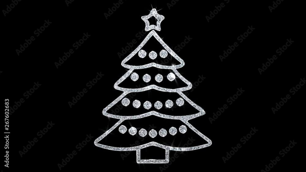 Poster christmas tree element icon symbol abstract blinking sparkle glitter particle looped background. gif