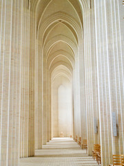 Fototapeta premium Grundtvig's church in Copenhagen, Denmark.The rare example of expressionist church architecture. Stunning interior designed by Peder Vilhelm Jensen-Klint
