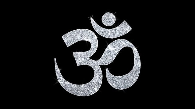 Om or Aum Shiva Element Icon Symbol Abstract Blinking Sparkle Glitter Particle Looped Background. Gift, card, Events, Message, Holiday.