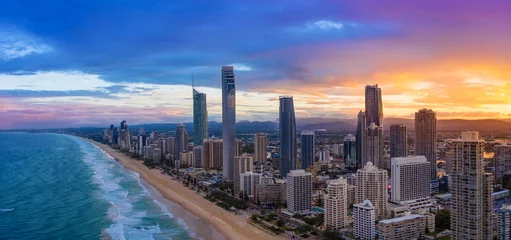 Fotobehang Sunset over Surfers Paradise on the Gold Coast © Zstock