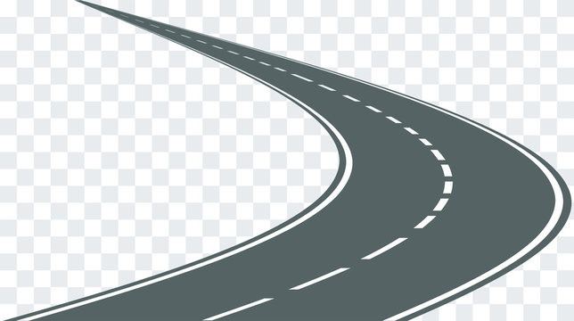 Vector winding road isolated on transparent background.