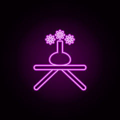 table for a vase neon icon. Elements of furniture set. Simple icon for websites, web design, mobile app, info graphics