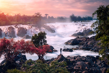 one man photographer at Khon phapheng Waterfall