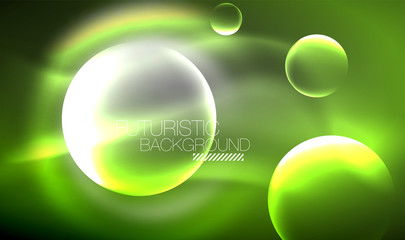 Blurred neon glowing round shapes, abstract circles and lights