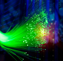 green fiber optics lights abstract background