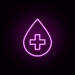 Obraz premium drop of medicine neon icon. Elements of hospital set. Simple icon for websites, web design, mobile app, info graphics