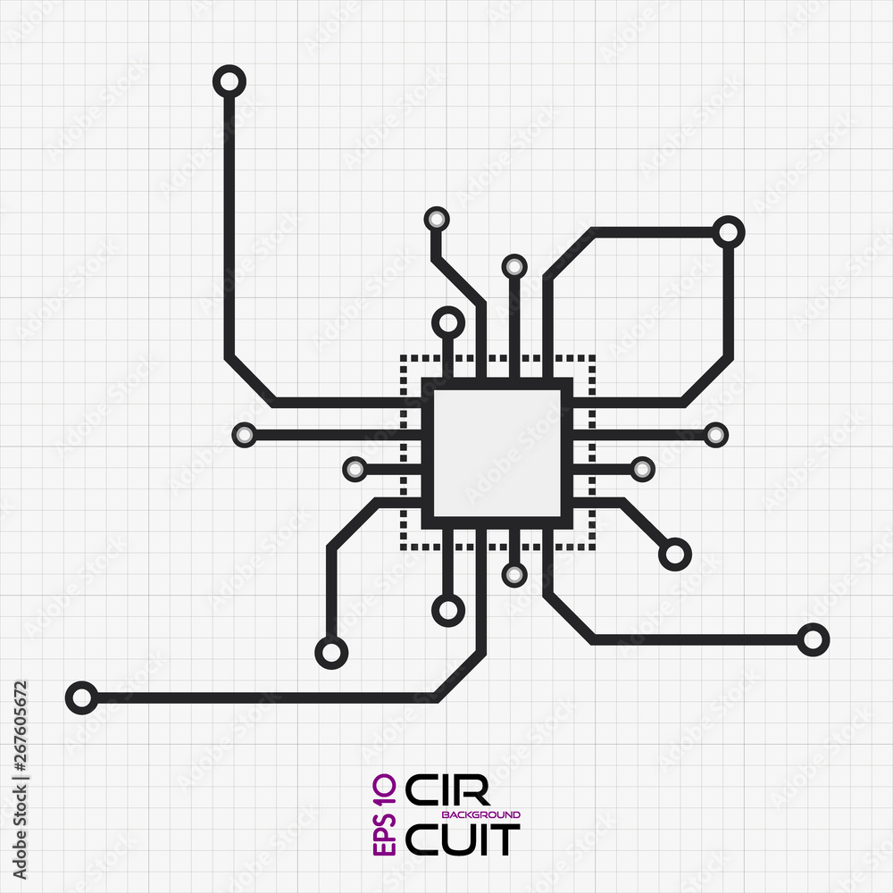 Aufkleber circuit board chip icon. abstract flat cpu illustration. vector