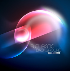 Blue neon bubbles and circles futuristic abstract background