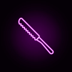 bread knife neon icon. Elements of restaurant set. Simple icon for websites, web design, mobile app, info graphics