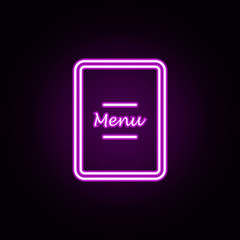 restaurant menu neon icon. Elements of restaurant set. Simple icon for websites, web design, mobile app, info graphics