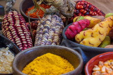 Andean Potatoes and corn Varieties - .turmeric