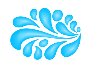 Obraz premium water drop splash isolated on white background, splash of water for element logo and icon, water drop splatter simple image for banner songkran festival, splash water drop symbol for graphic ad design