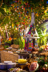 Beach buffet decorated for new year in Khao Lak, Thailand 