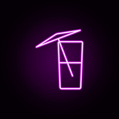juice in a glass neon icon. Elements of restaurant set. Simple icon for websites, web design, mobile app, info graphics