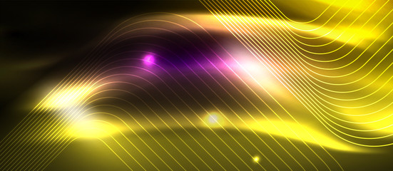 Glowing shiny neon squares abstract background, techno modern template