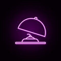 cake in a tray neon icon. Elements of restaurant set. Simple icon for websites, web design, mobile app, info graphics