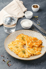 Pan-fried potato pancakes - rosti, kartoffelpuffer, latkes, draniki, hash browns