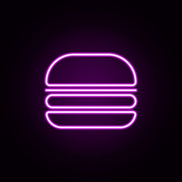 burger neon icon. Elements of restaurant set. Simple icon for websites, web design, mobile app, info graphics