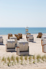 Beach chairs on the beach of the baltic sea in Germany