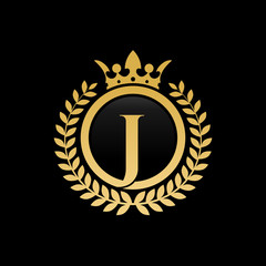 J initial royal crown logo