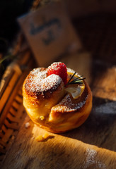 One bakery and strawberry with Natural light