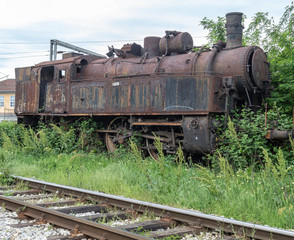 Old Abandoned Corrugated Rusty Locomotive