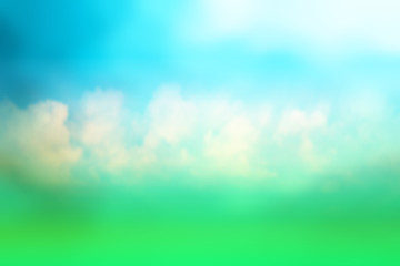 Naklejka na ściany i meble grass sky clouds blurred background, beautiful design spring background